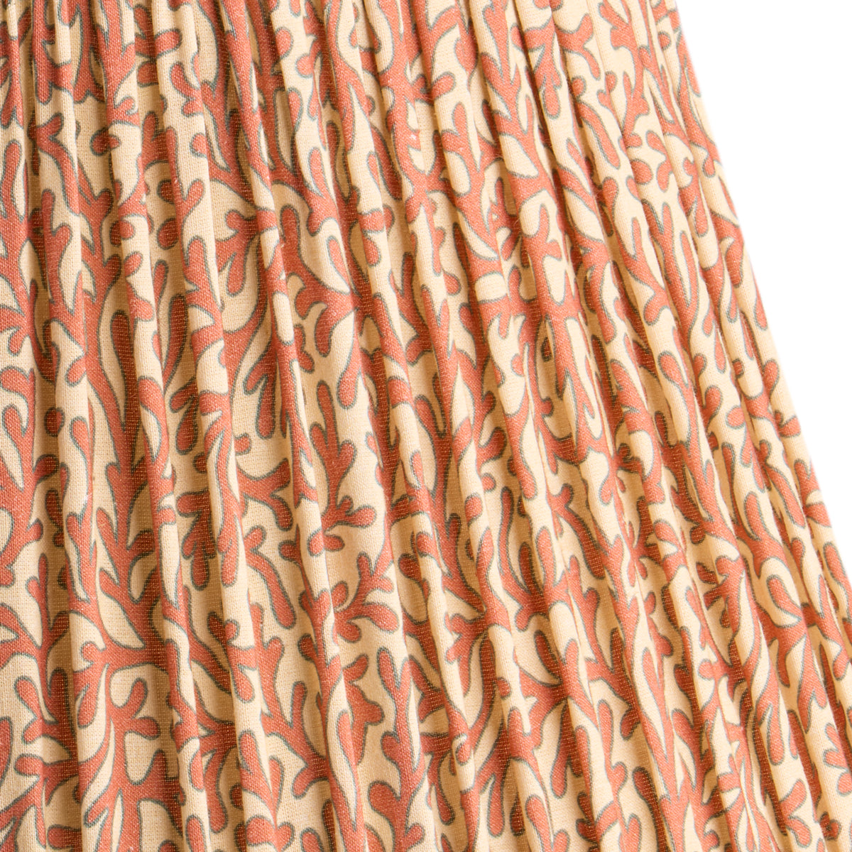 12 inch empire shade in red aqua Tuffley gathered cotton by GP & J Baker