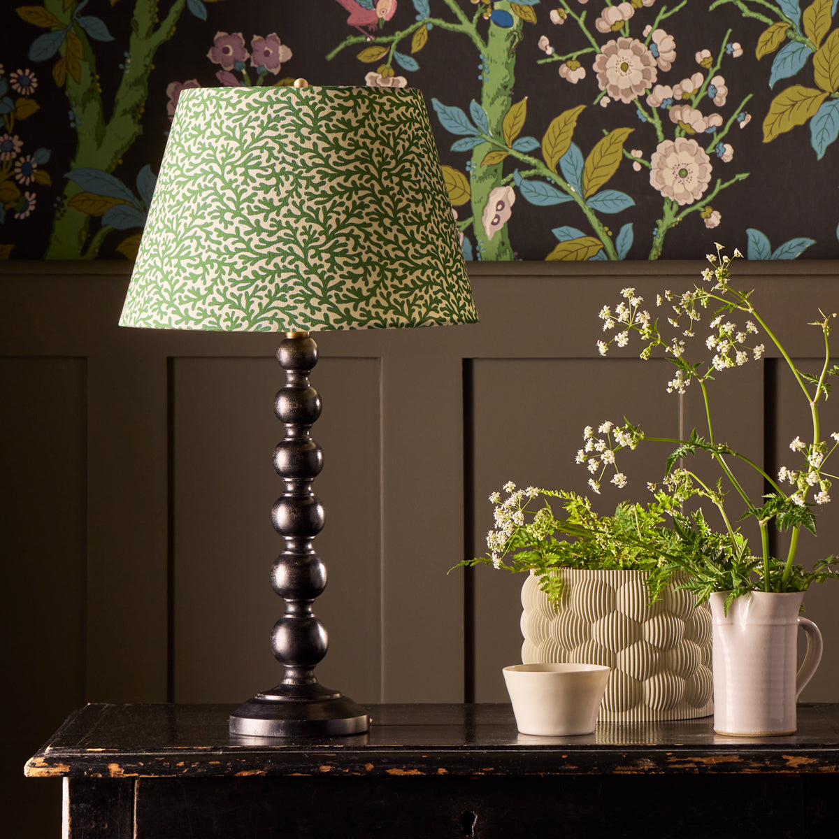 12 inch empire shade in green blue Tuffley cotton by GP & J Baker