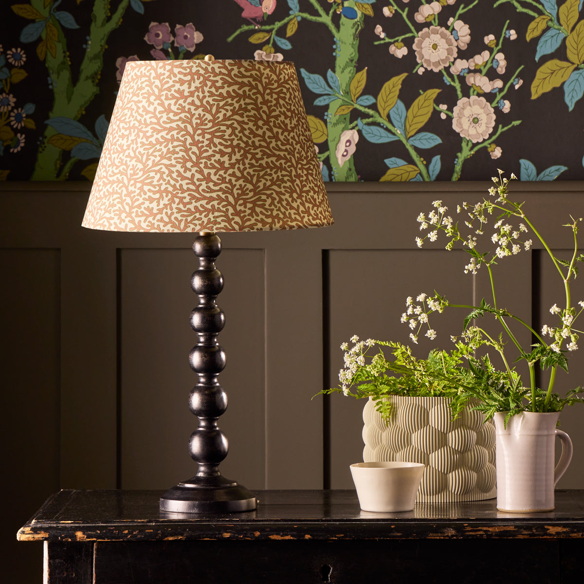 12 inch empire shade in blush Tuffley cotton by GP & J Baker