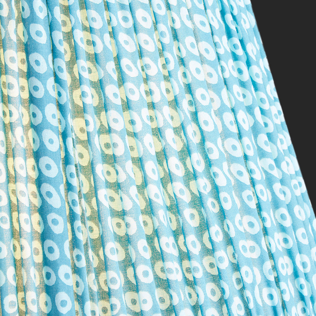 10 inch empire shade in blue block printed cotton