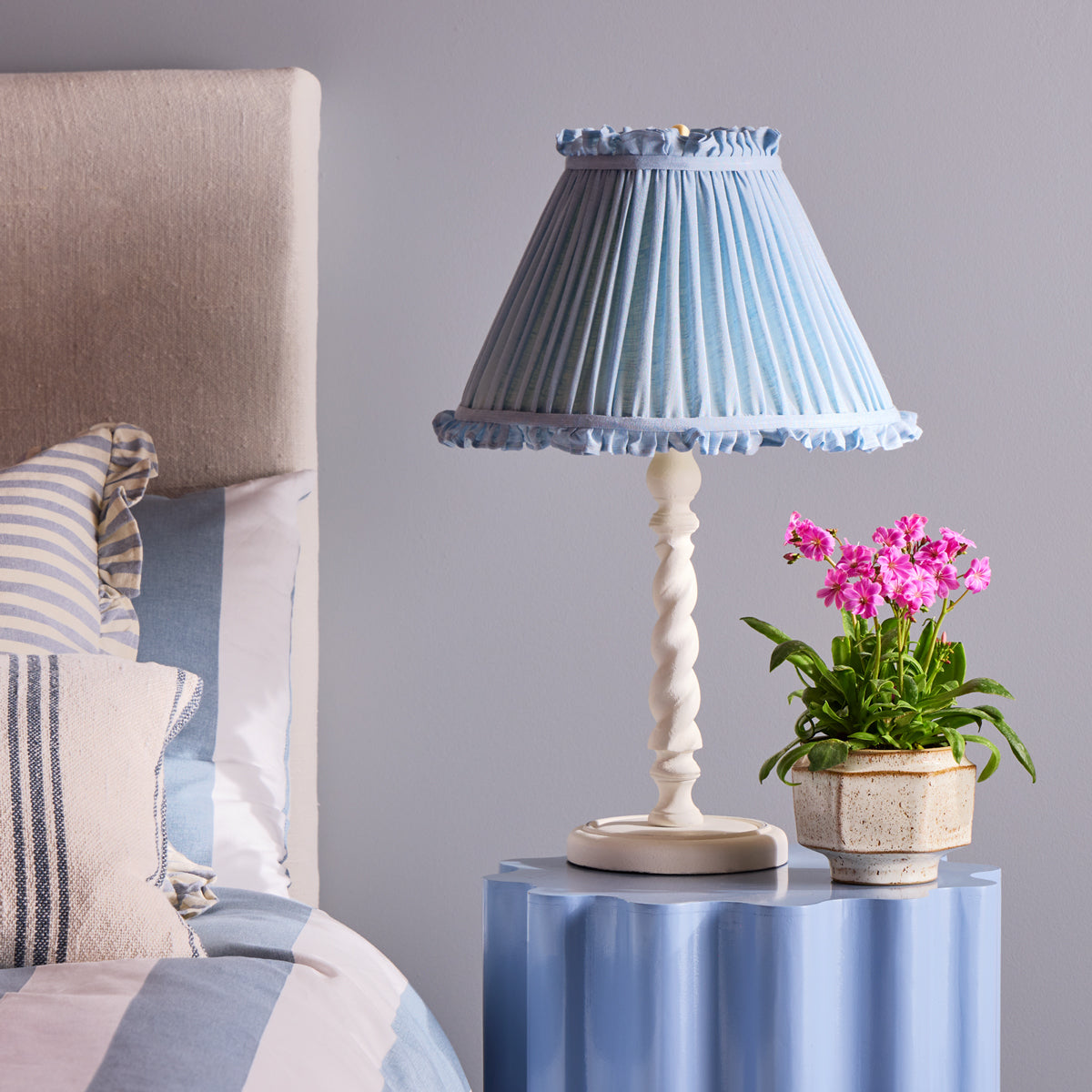10 inch empire bloomer shade in blue sky linen