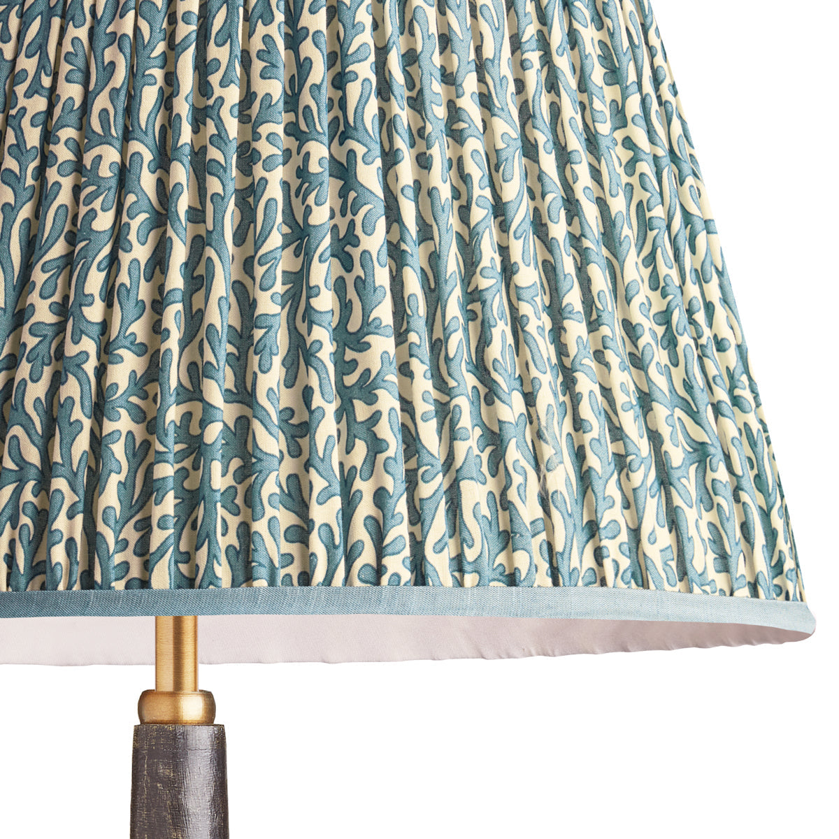 10 inch empire shade in denim Tuffley gathered cotton by GP & J Baker