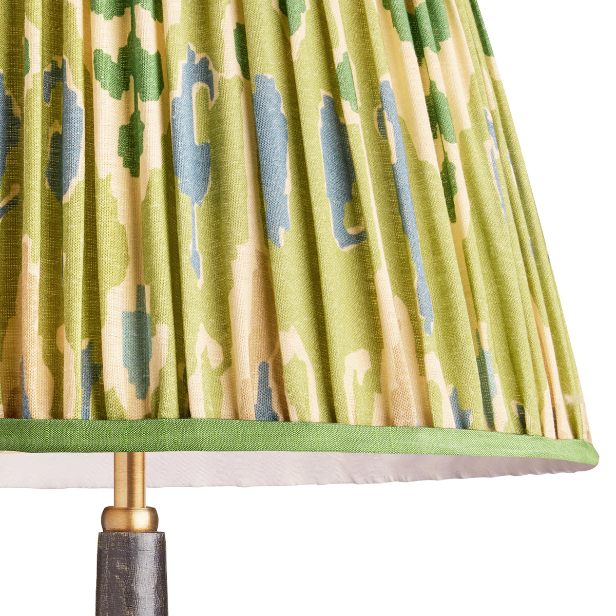 10 inch empire shade in green blue Bokhara gathered linen by GP & J Baker