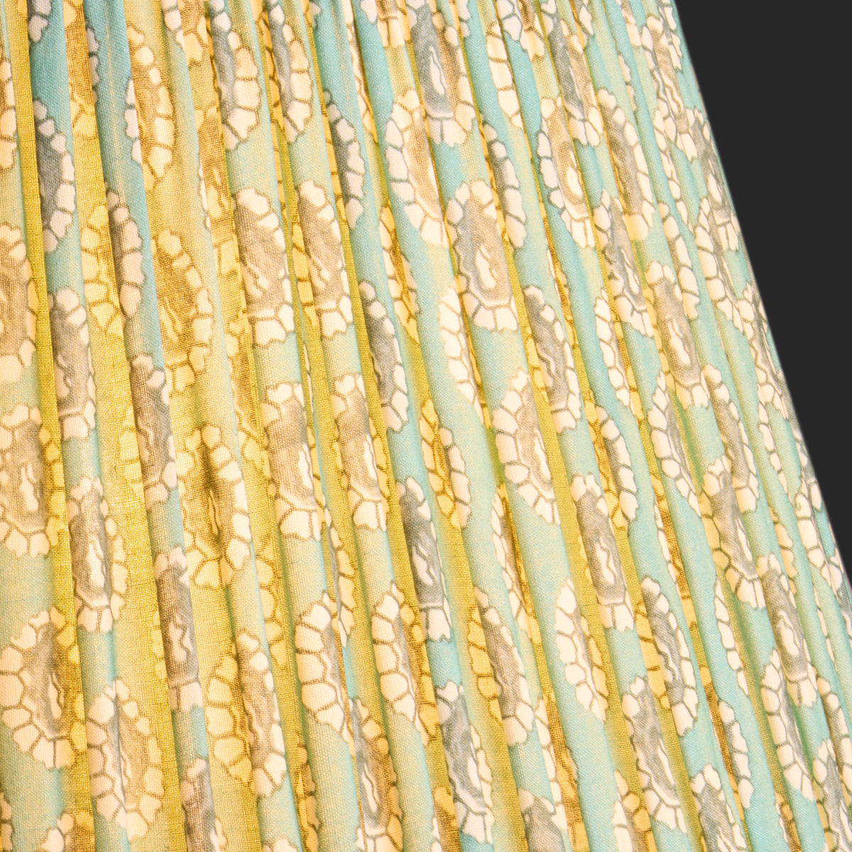 12 inch empire shade in aqua block printed Dotty gathered cotton by GP & J Baker