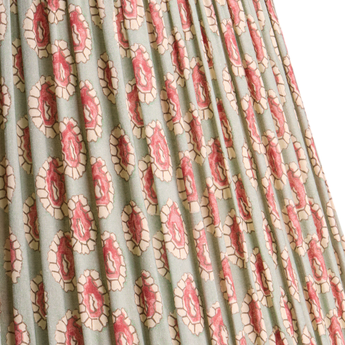 12 inch empire shade in aqua pink block printed Dotty gathered cotton by GP & J Baker