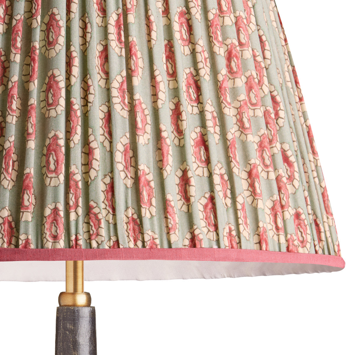 12 inch empire shade in aqua pink block printed Dotty gathered cotton by GP & J Baker