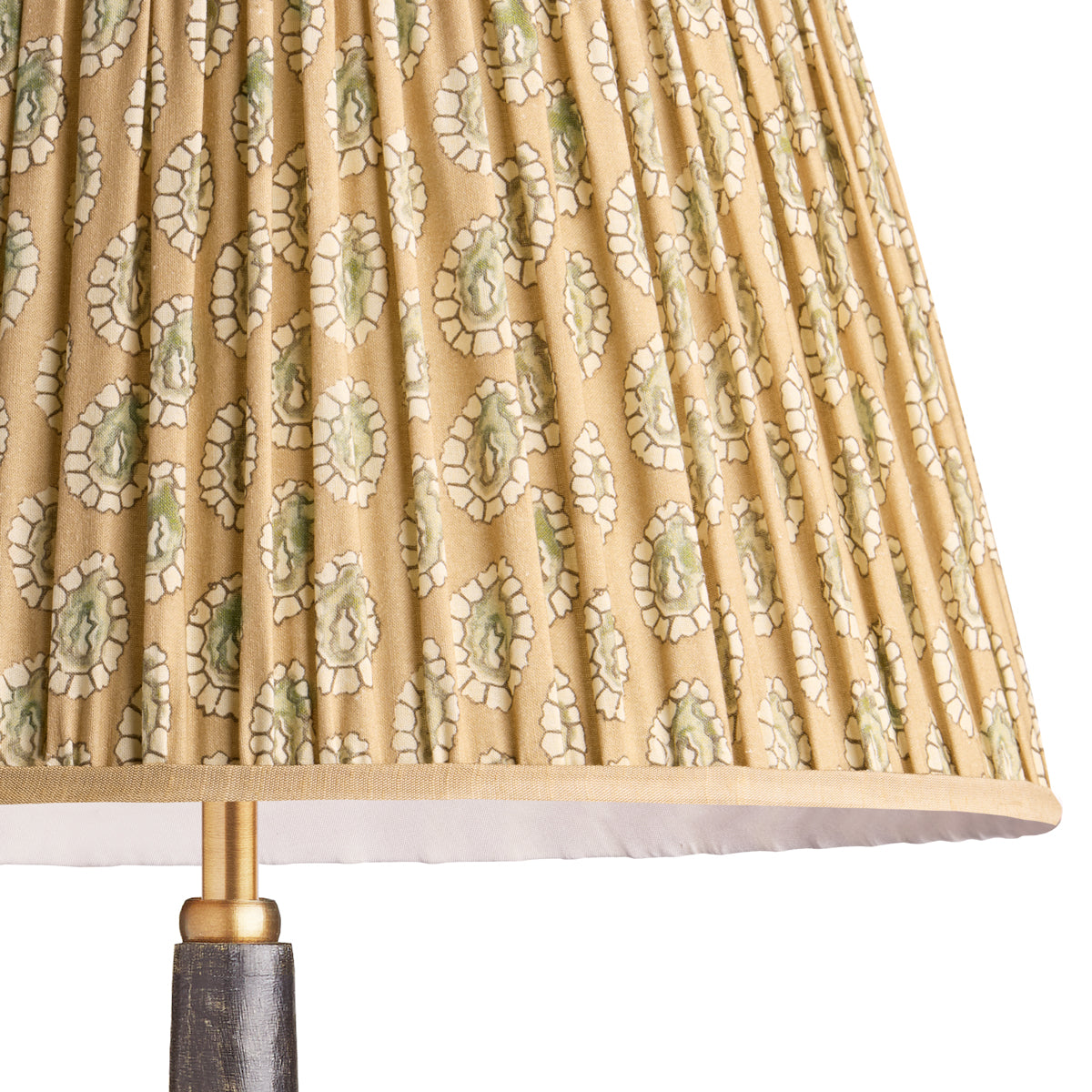 12 inch empire shade in biscuit block printed Dotty gathered cotton by GP & J Baker