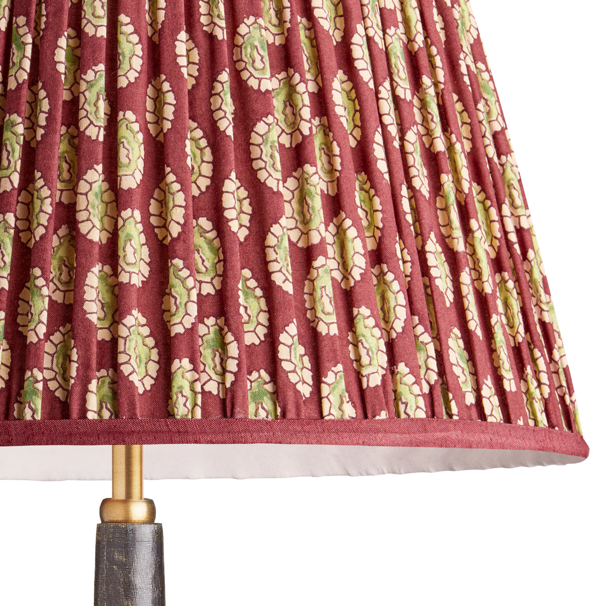 12 inch empire shade in oxblood block printed Dotty gathered cotton by GP & J Baker