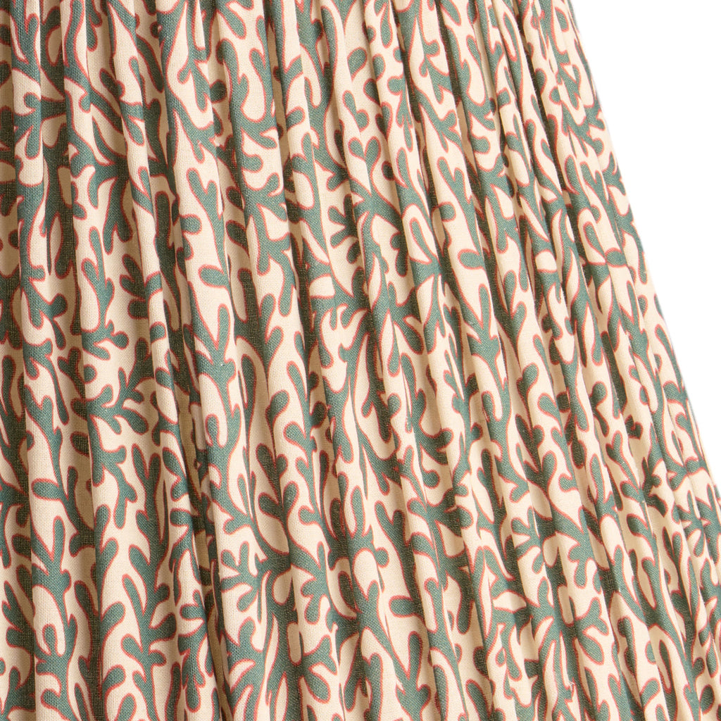 12 inch empire shade in aqua red Tuffley gathered cotton by GP & J Baker