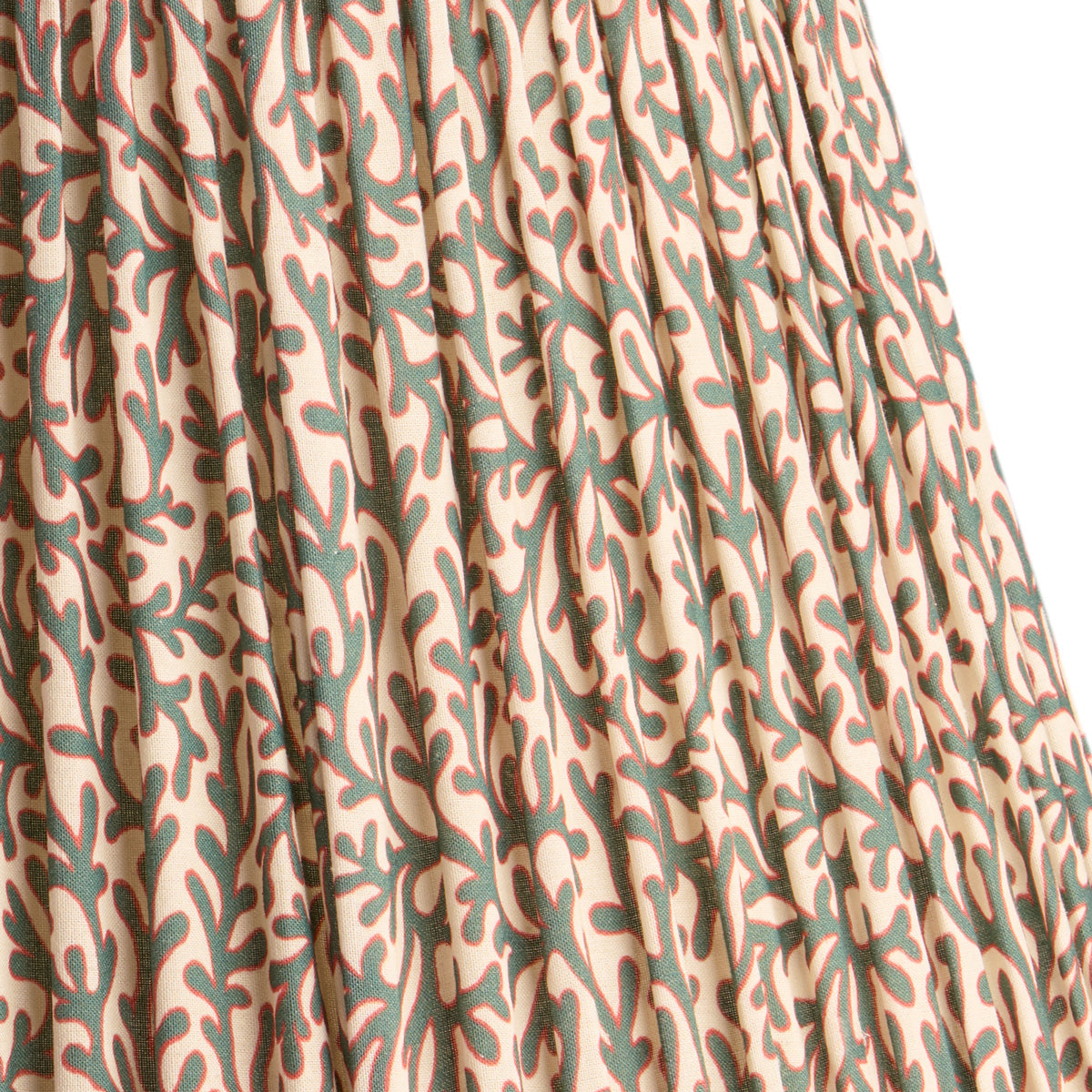 12 inch empire shade in aqua red Tuffley gathered cotton by GP & J Baker
