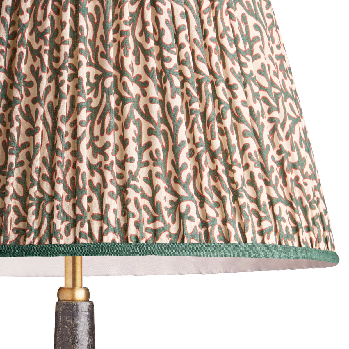 12 inch empire shade in aqua red Tuffley gathered cotton by GP & J Baker