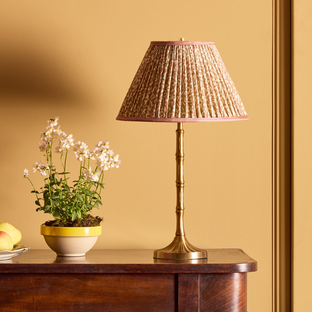 12 inch empire shade in blush Tuffley gathered cotton by GP & J Baker