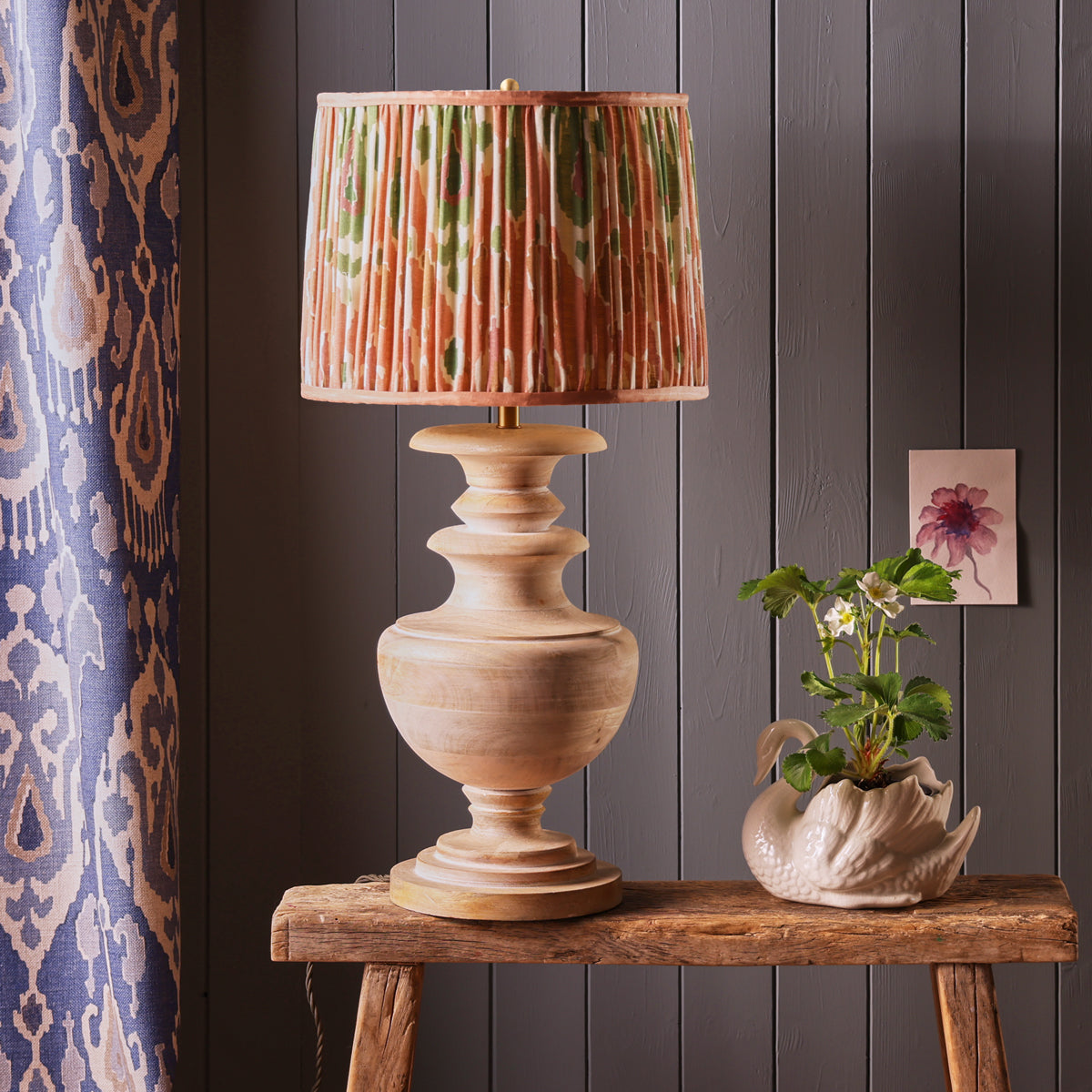12 inch empire shade in blush Bokhara gathered linen by GP & J Baker