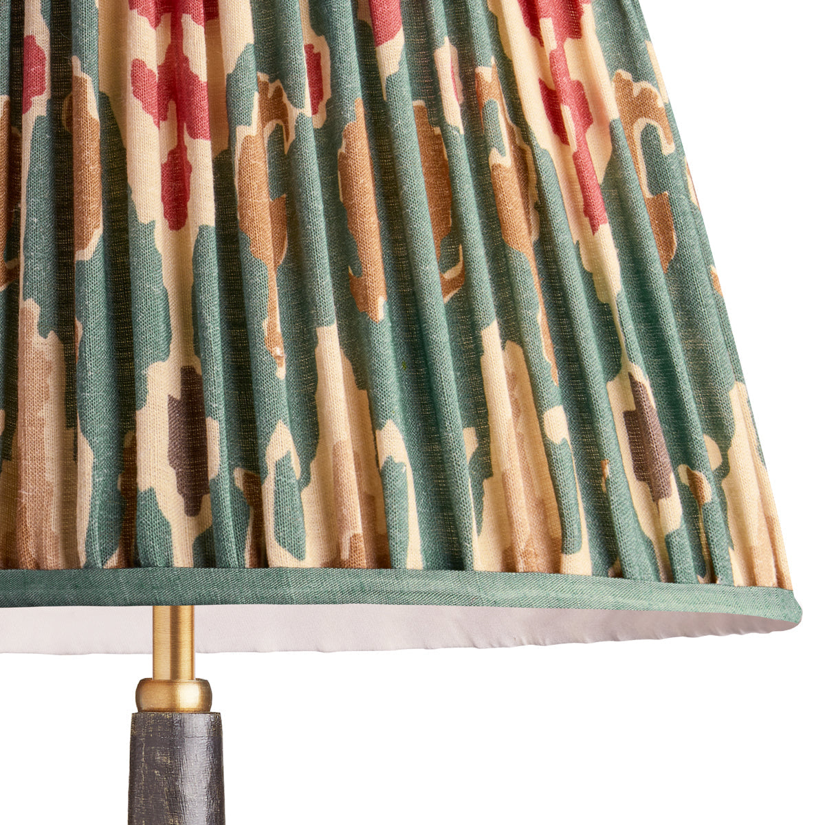 12 inch empire shade in red aqua Bokhara gathered linen by GP & J Baker
