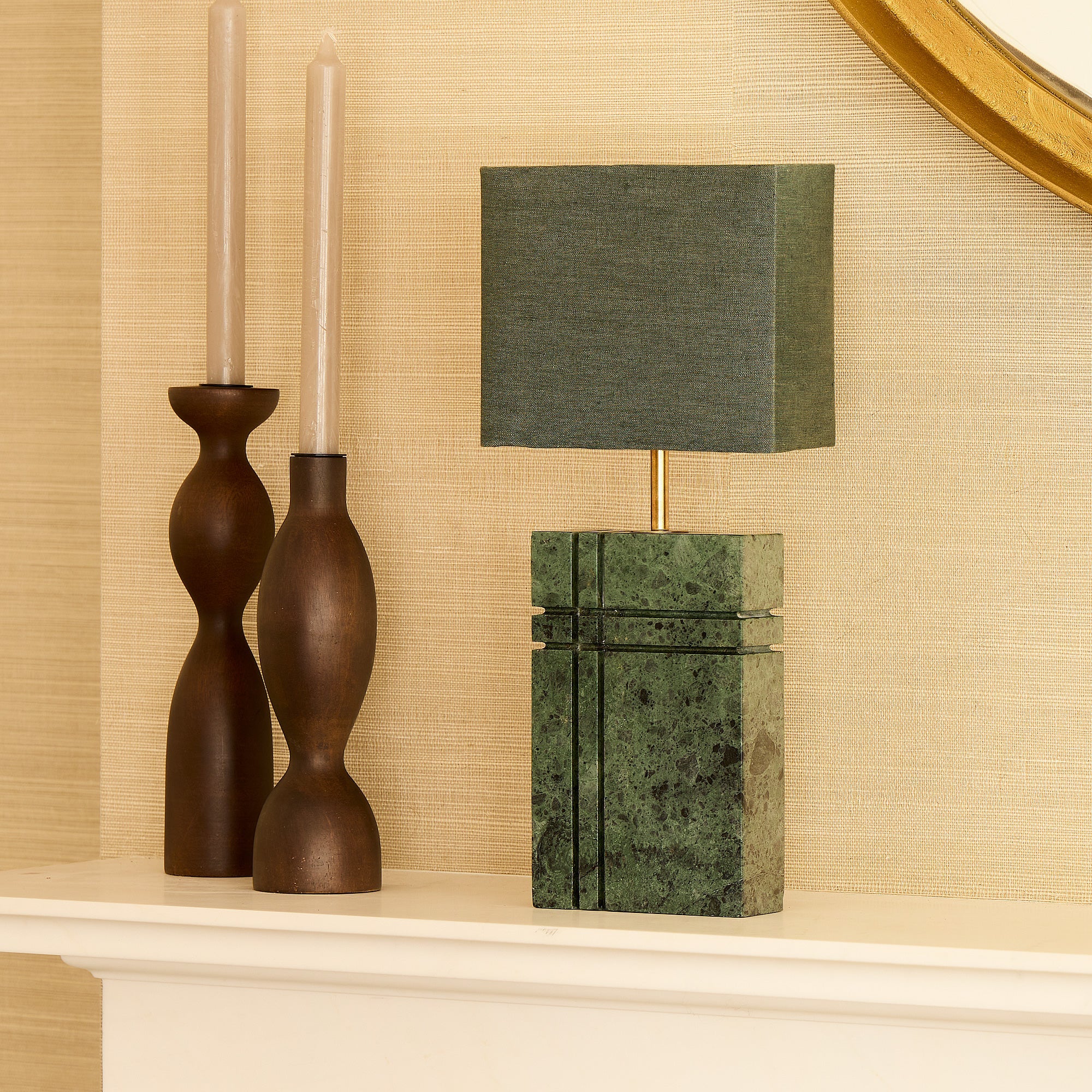 7inch rectangular lampshade in green linen