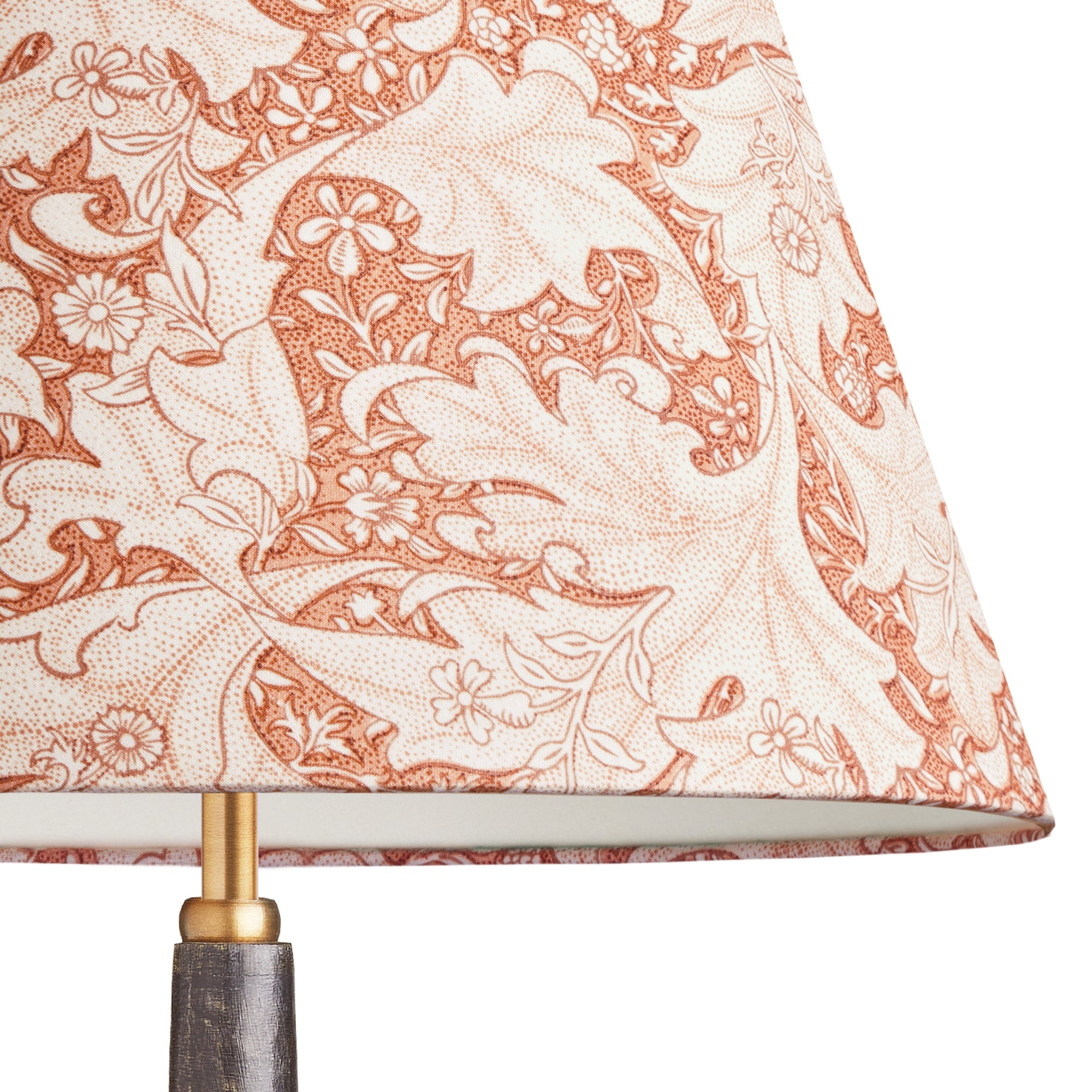 8 inch empire shade for cordless lamps in brick dust Wallflower printed cotton by Morris & co.