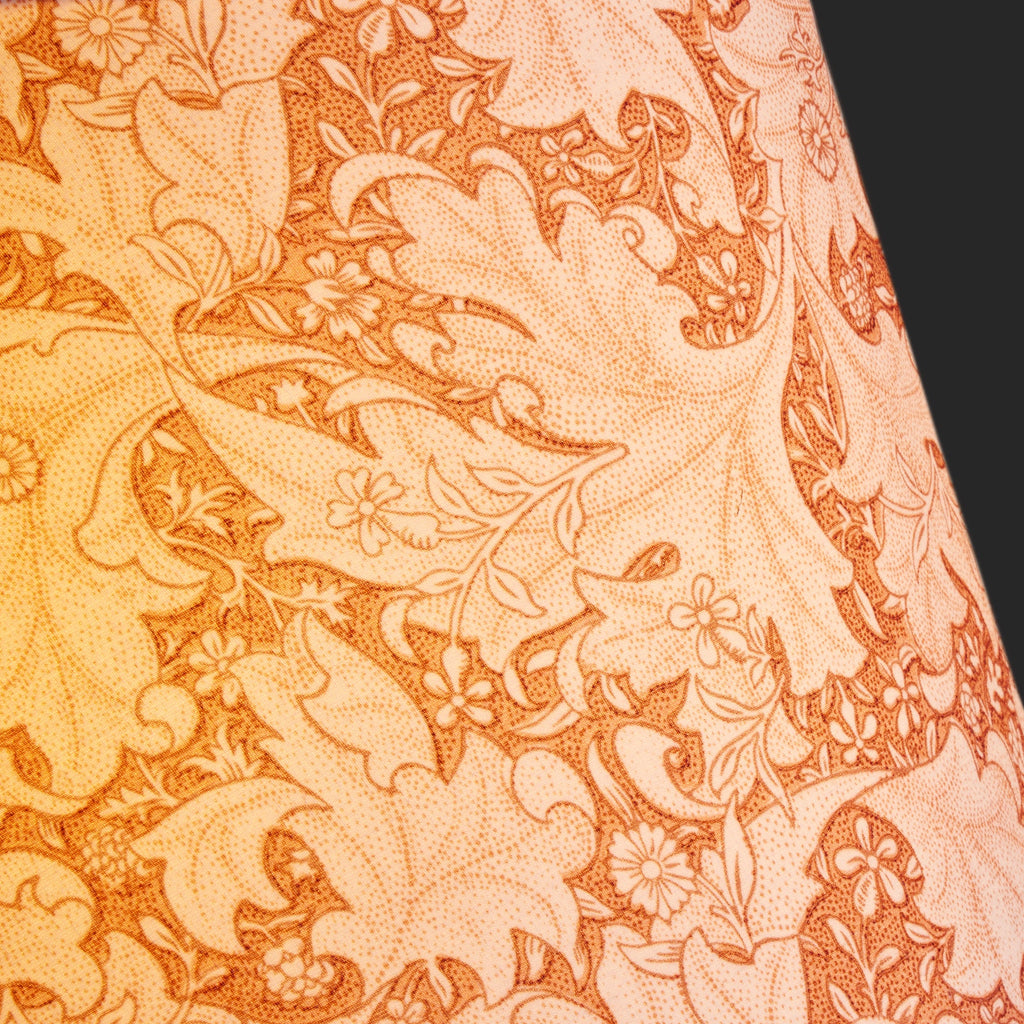 8 inch empire shade for cordless lamps in brick dust Wallflower printed cotton by Morris & co.