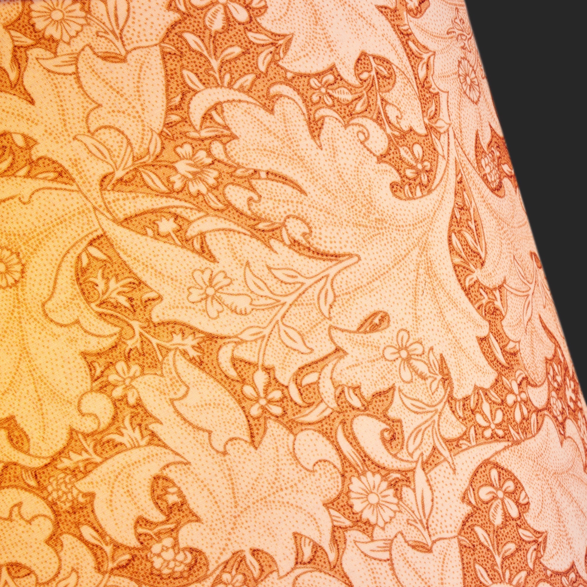 8 inch empire shade for cordless lamps in brick dust Wallflower printed cotton by Morris & co.