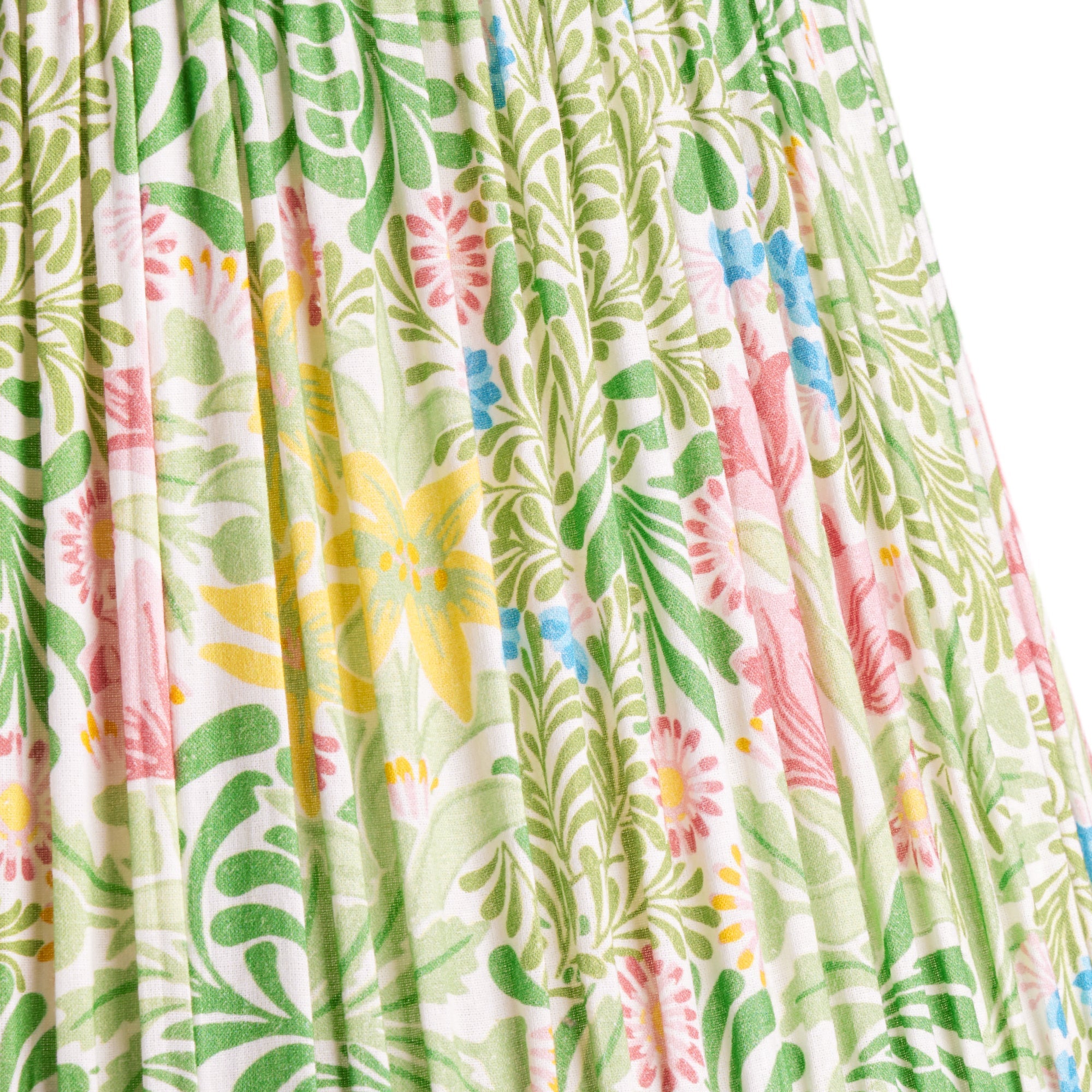 8 inch empire shade for cordless lamps in boughs green and rose Bower printed cotton by Morris & co.