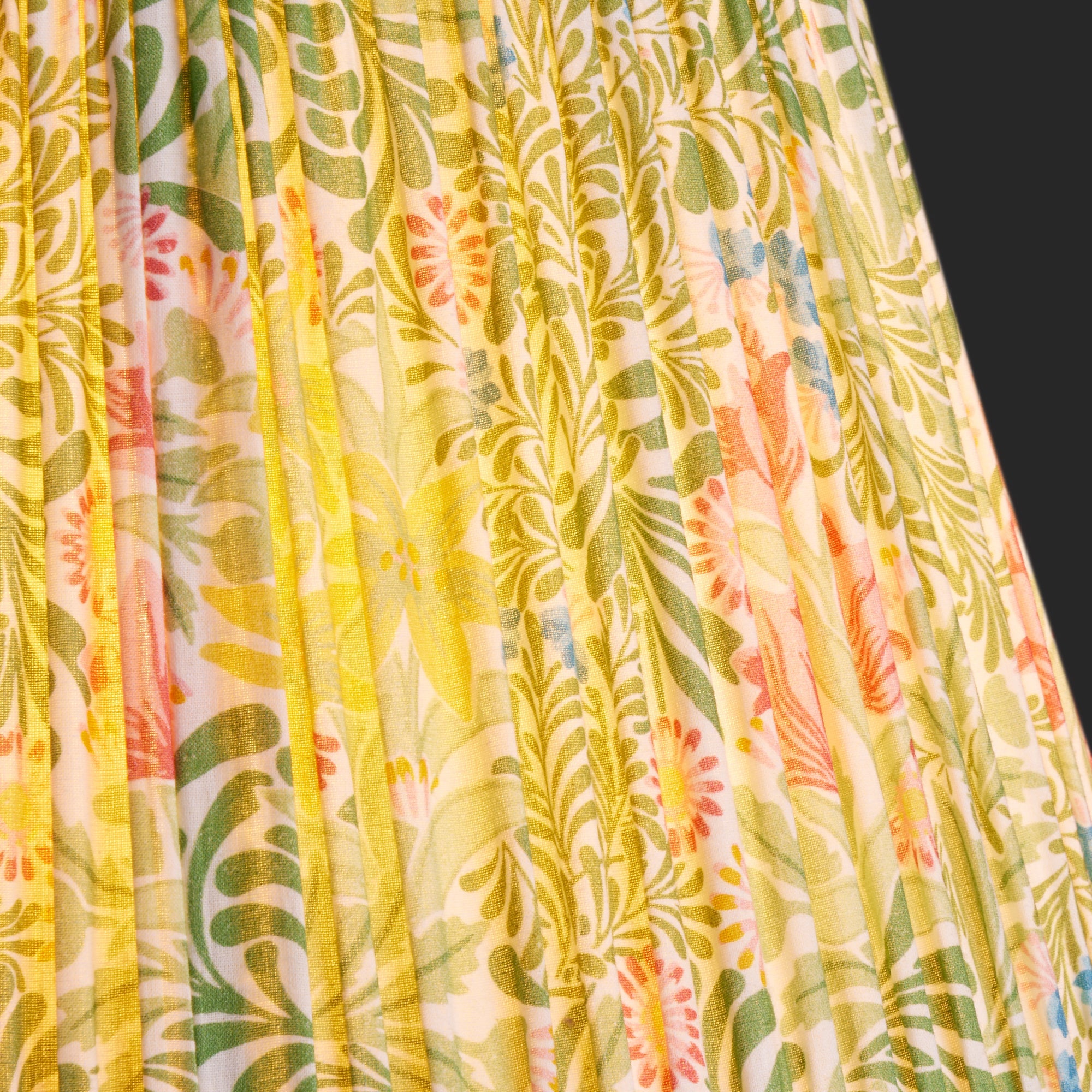 8 inch empire shade for cordless lamps in boughs green and rose Bower printed cotton by Morris & co.
