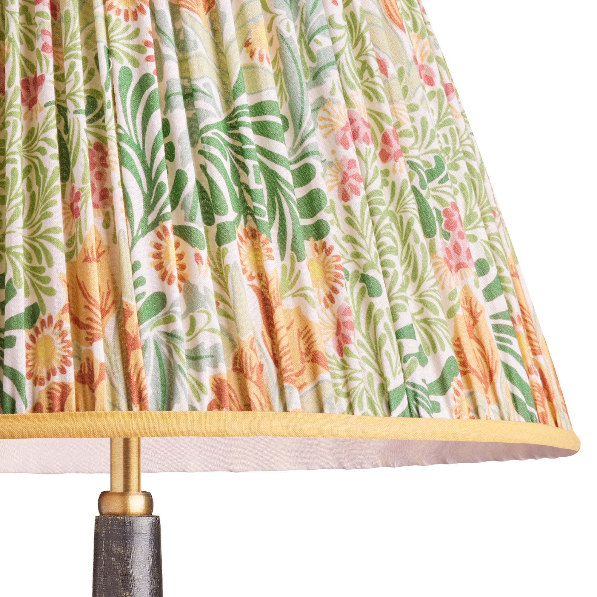 8 inch empire shade for cordless lamps in herball and weld Bower printed cotton by Morris & co.