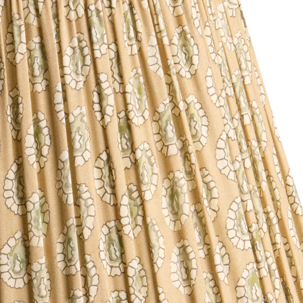 10 inch empire shade for cordless lamps in biscuit block printed Dotty gathered cotton by GP & J Baker