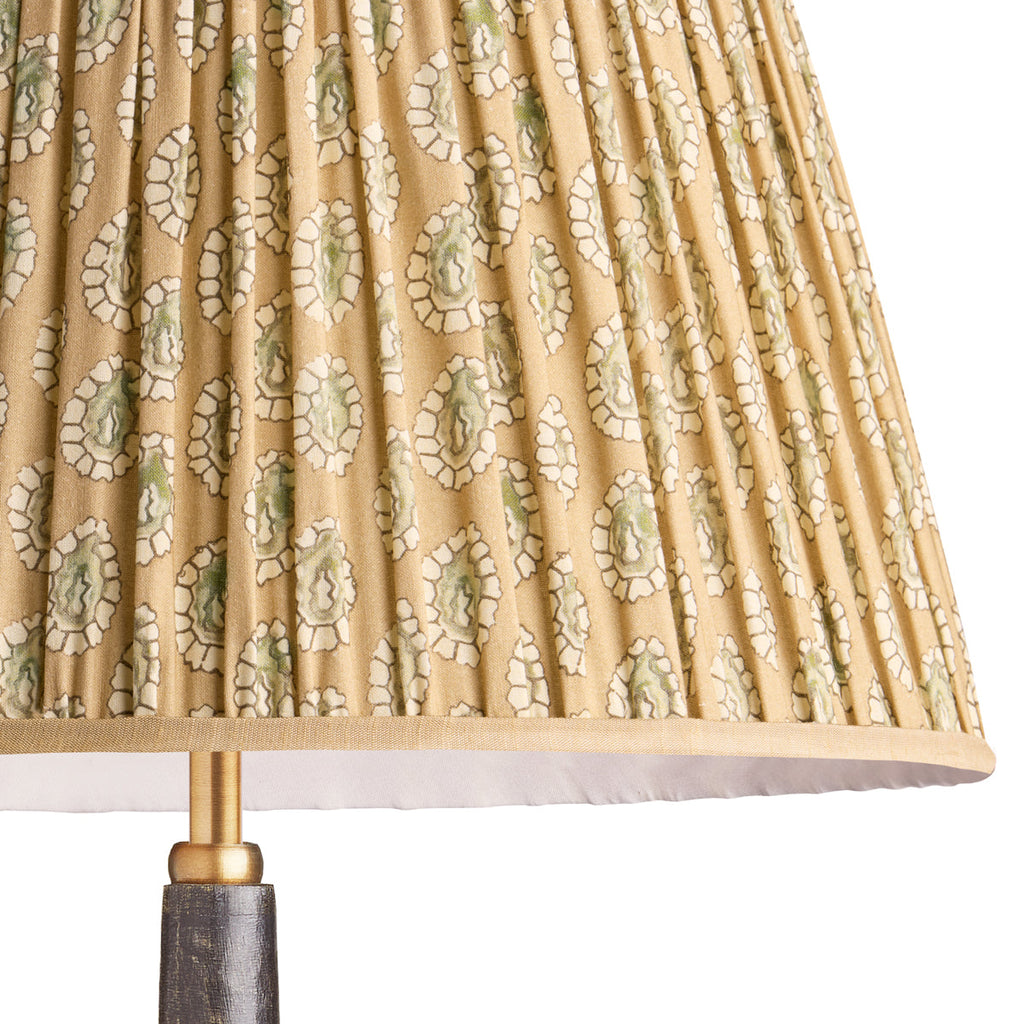 10 inch empire shade for cordless lamps in biscuit block printed Dotty gathered cotton by GP & J Baker