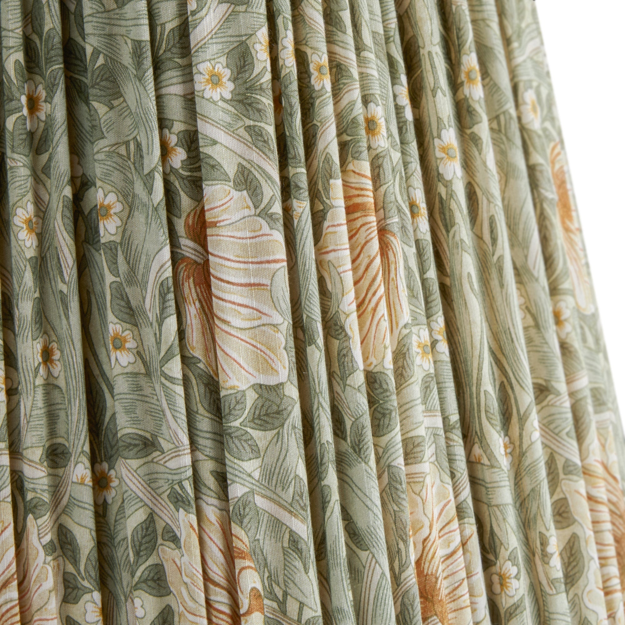 8 inch scalloped empire shade for cordless lamps in bayleaf & manilla pimpernel silk by morris & co