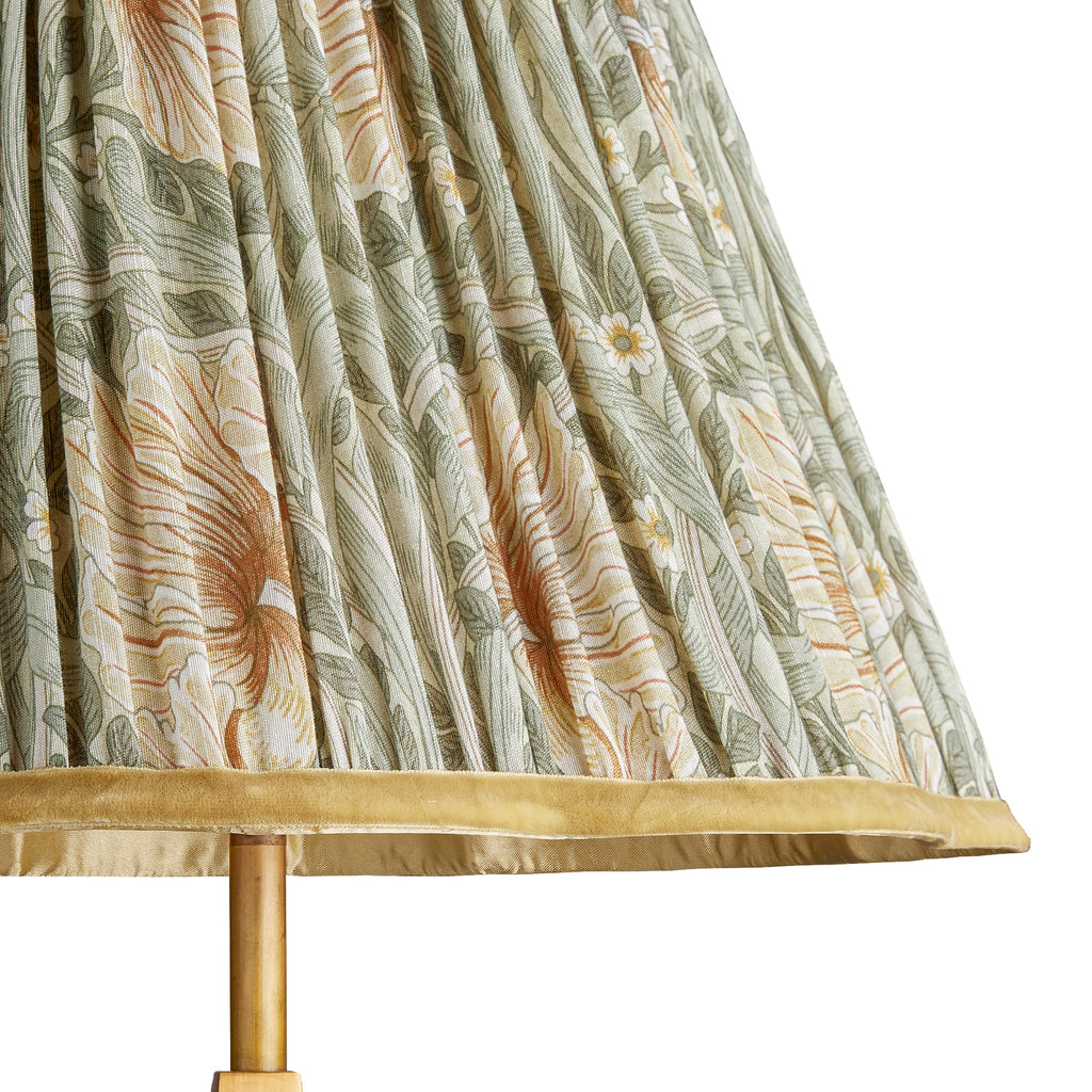 8 inch scalloped empire shade for cordless lamps in bayleaf & manilla pimpernel silk by morris & co