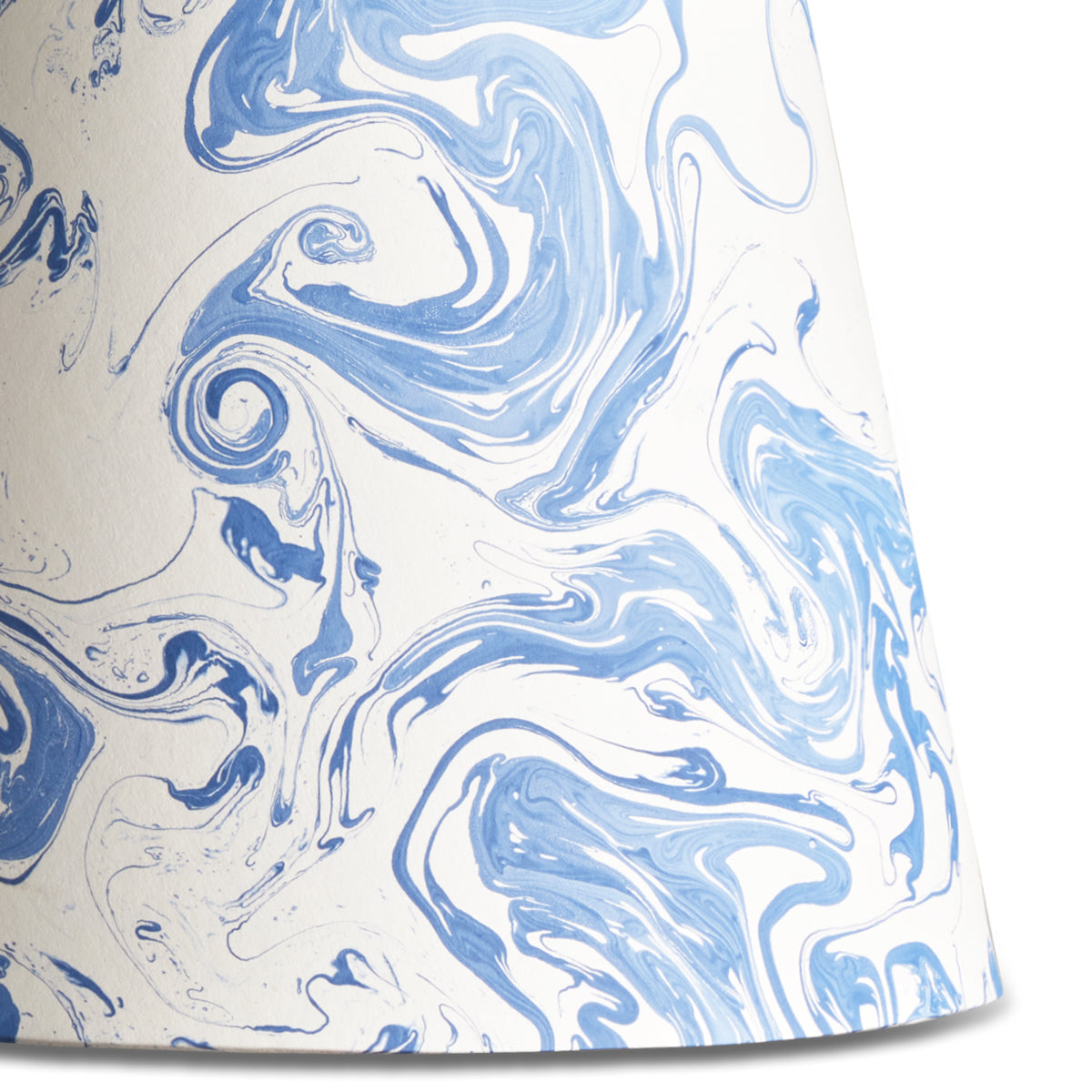 16 inch straight empire reversible gimbal hand marbled paper shade in blue and white Tiber
