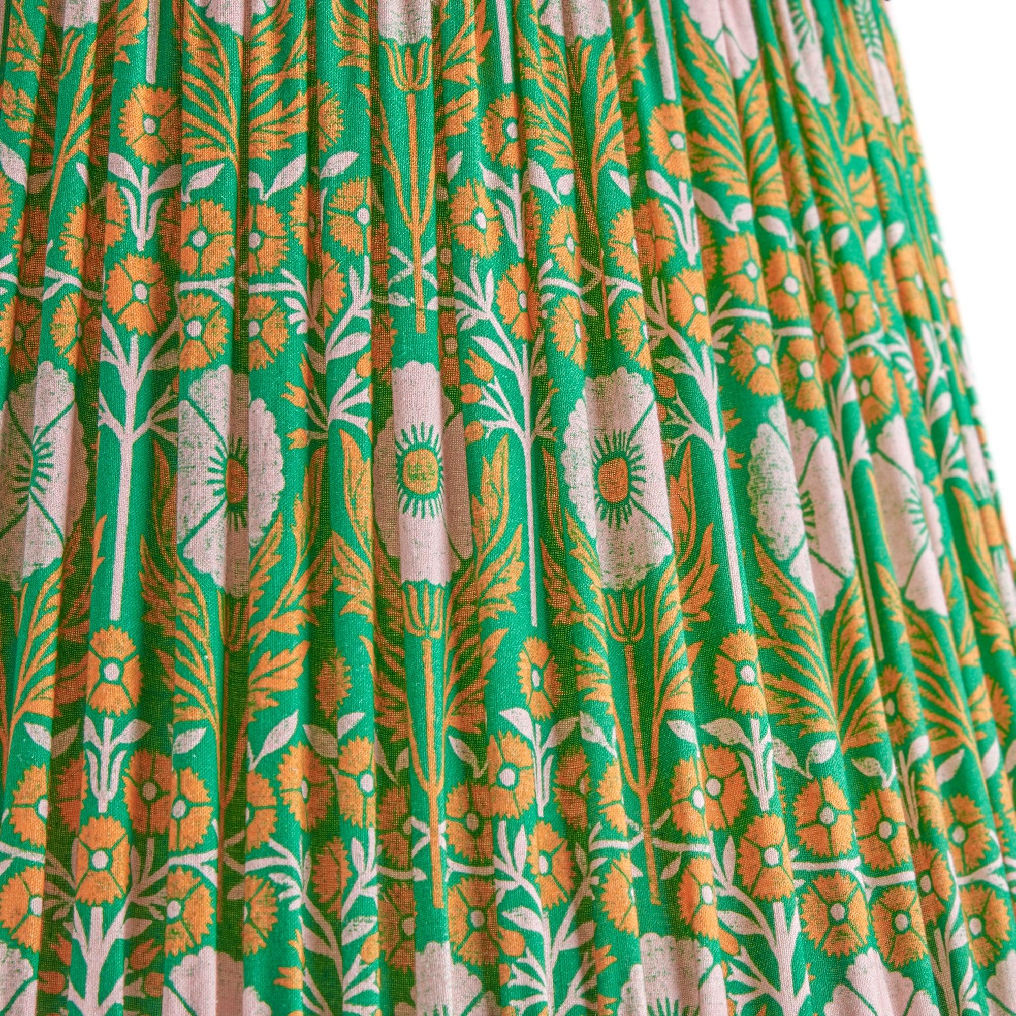 12 inch straight empire reversible gimbal printed cotton shade in Ellen Merchant's Green Poppies