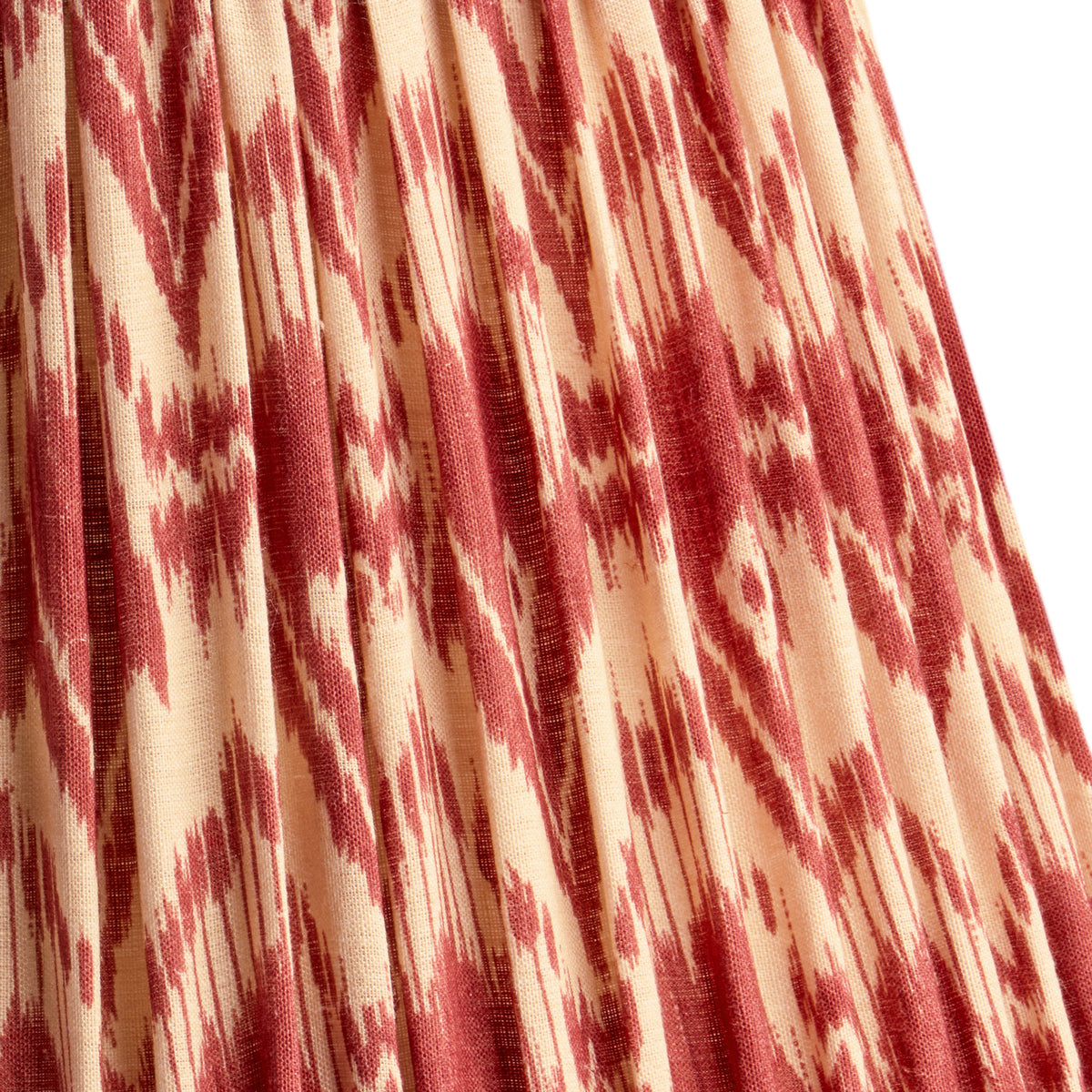 12 inch straight empire reversible gimbal shade in red Zaraband gathered linen by GP & J Baker
