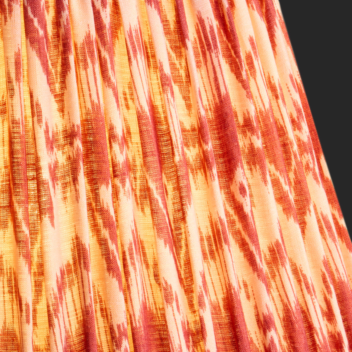 12 inch straight empire reversible gimbal shade in red Zaraband gathered linen by GP & J Baker