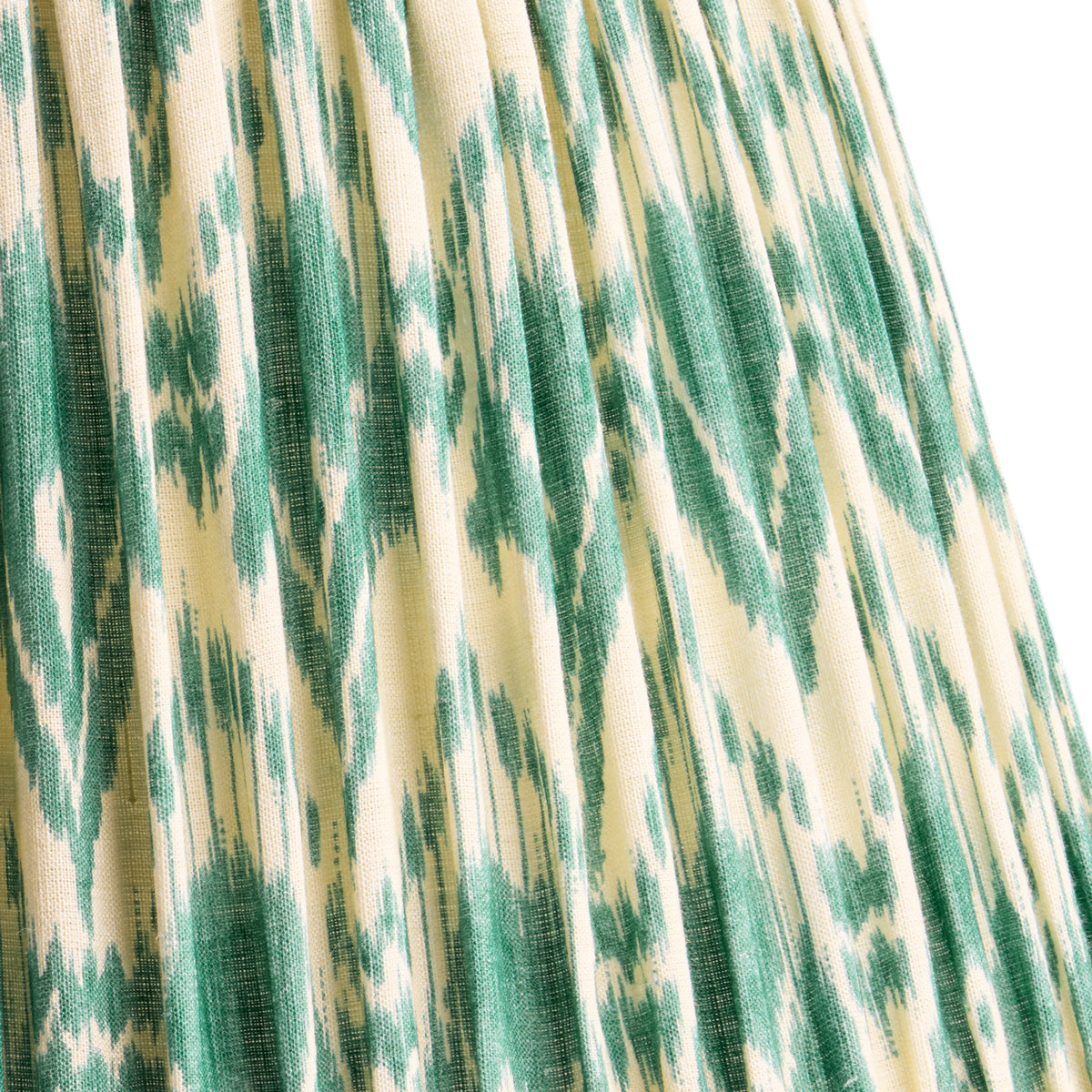 12 inch straight empire reversible gimbal shade in teal Zaraband gathered linen by GP & J Baker