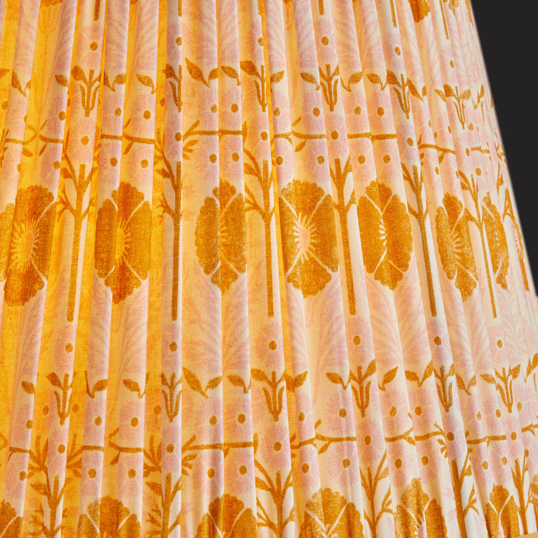 12 inch straight empire reversible gimbal shade in pink 'Poppies' by Ellen Merchant