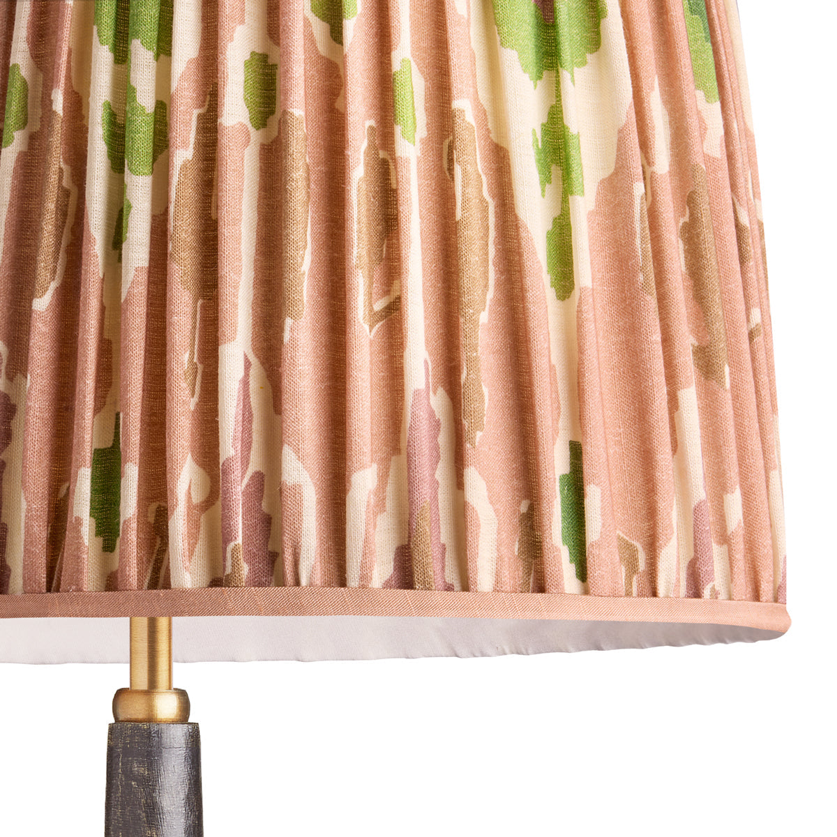 14 inch tapered drum reversible gimbal shade for cordless in blush Bokhara gathered linen by GP & J Baker
