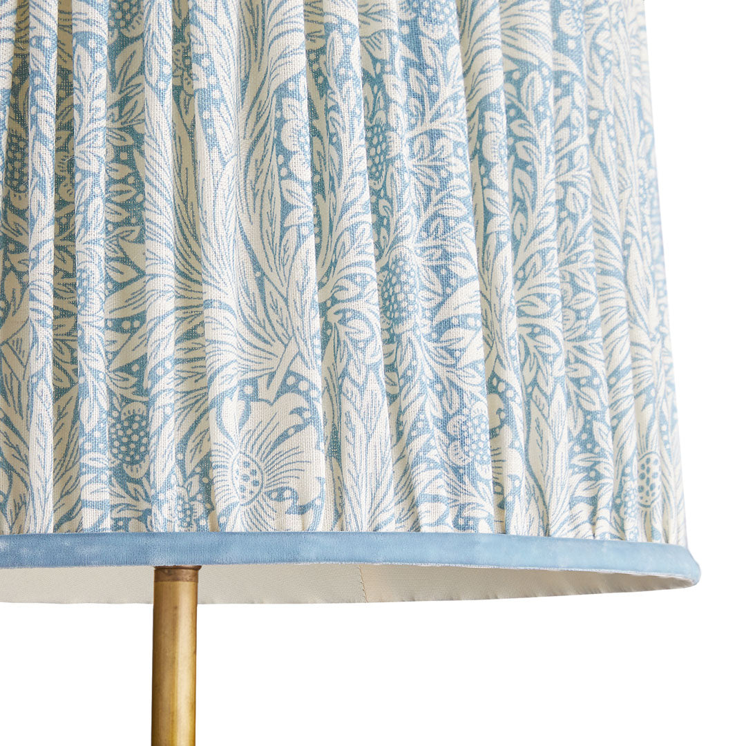 5.5 inch tall tapered shade for cordless lamps in china blue marigold linen by morris & co
