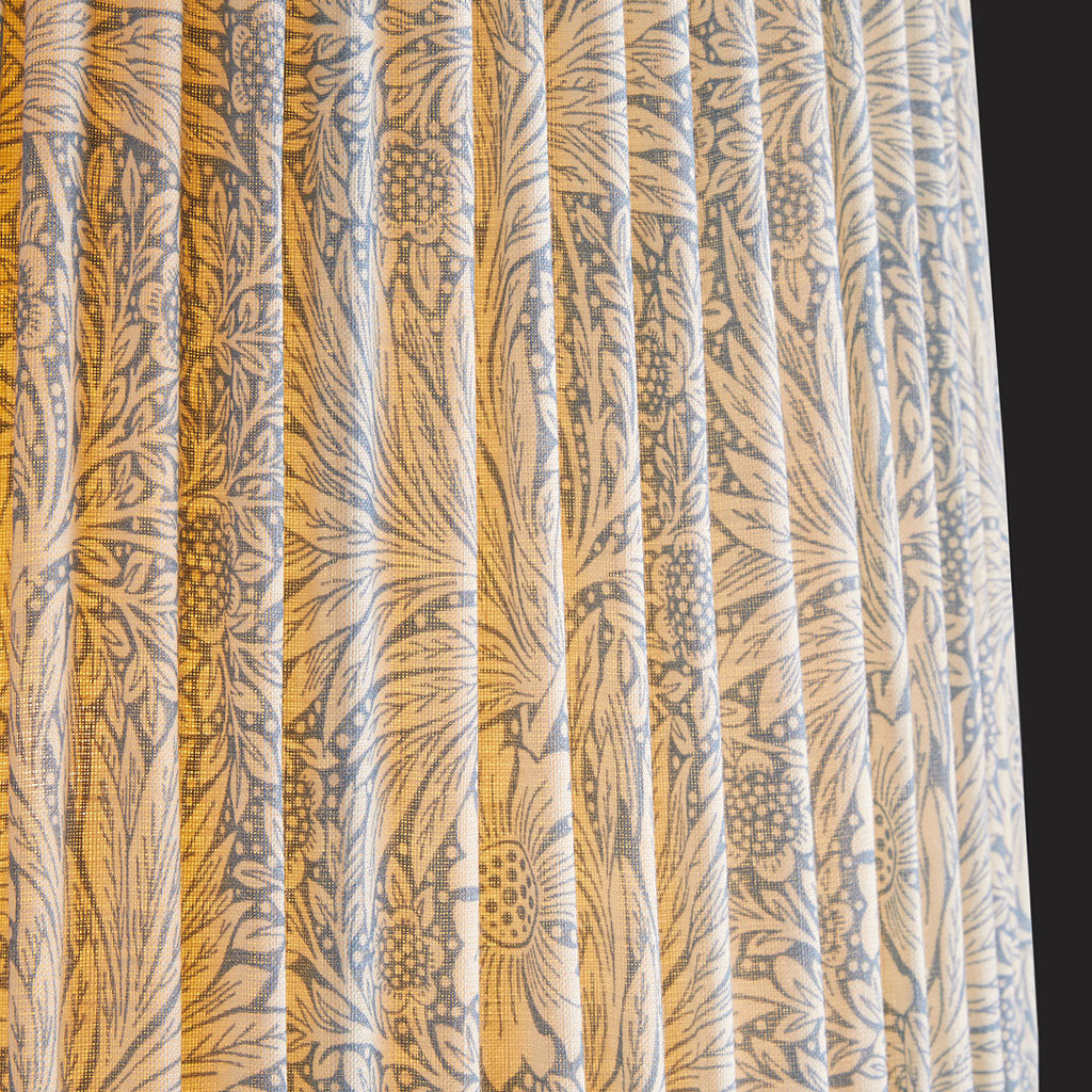 5.5 inch tall tapered shade for cordless lamps in china blue marigold linen by morris & co