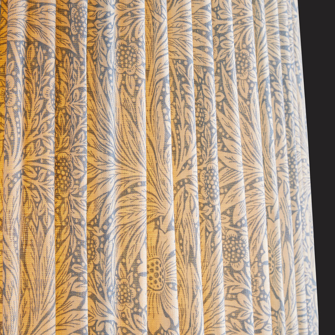 5.5 inch tall tapered shade for cordless lamps in china blue marigold linen by morris & co
