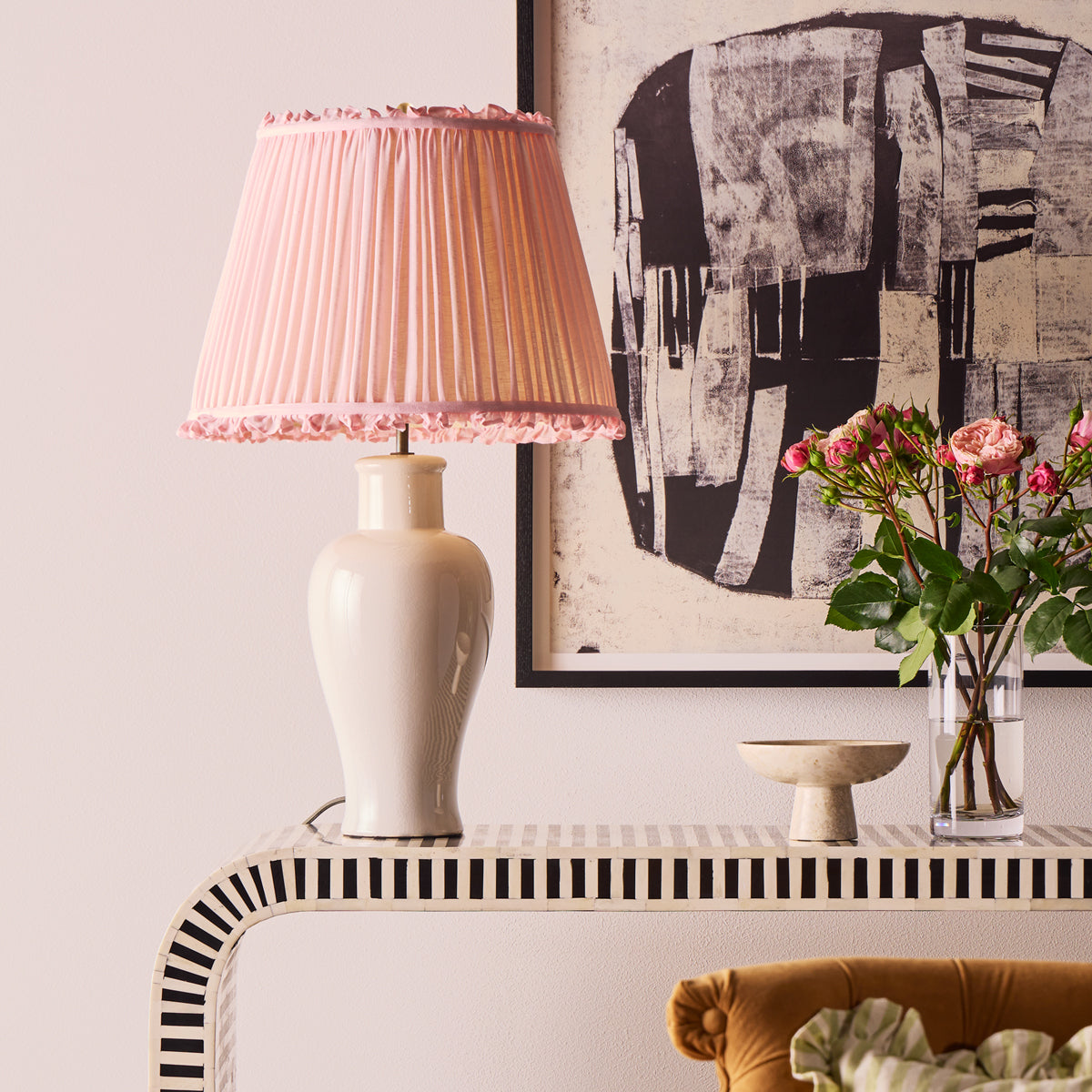 12 inch straight empire bloomer shade in marshmallow linen