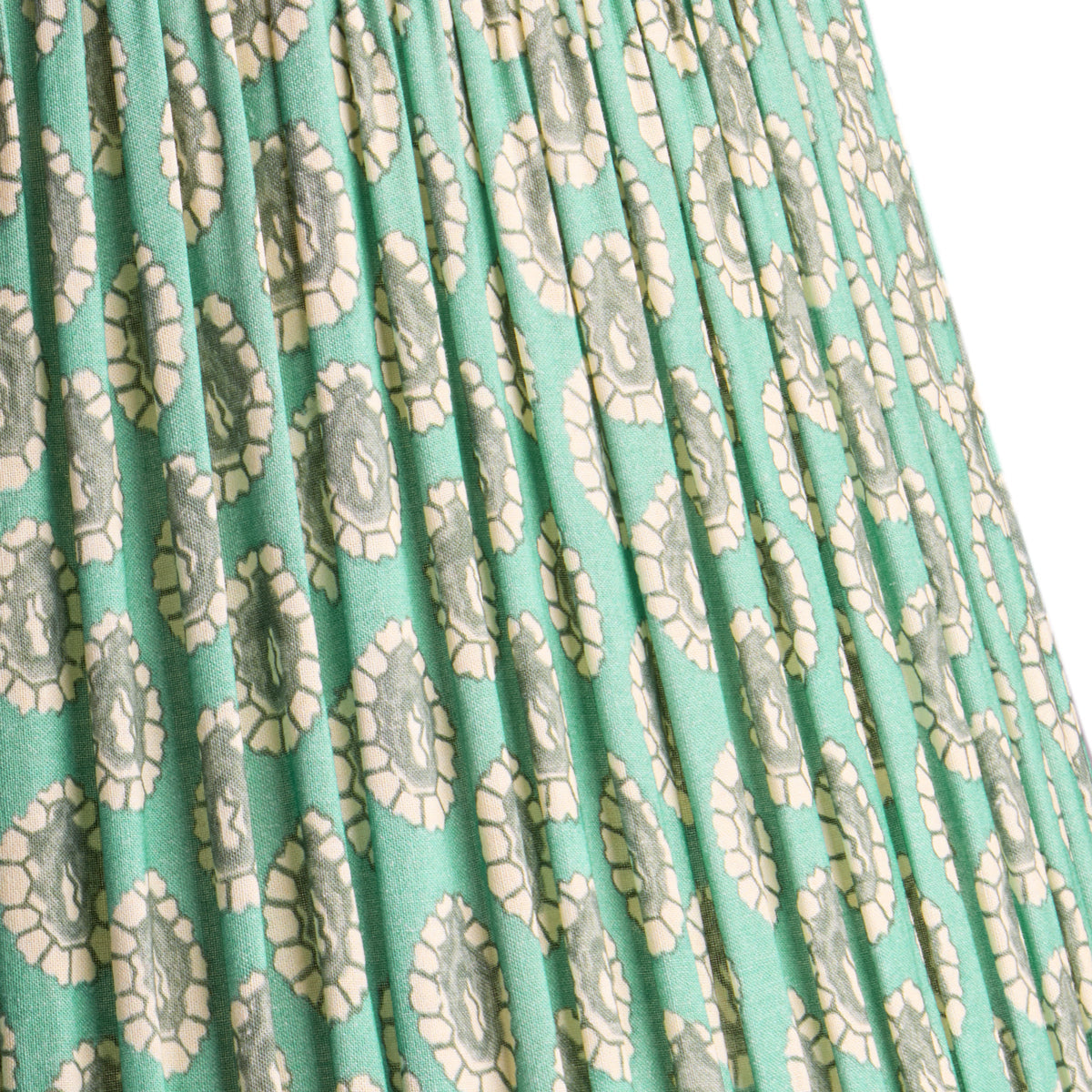 12 inch straight empire shade in aqua block printed Dotty gathered cotton by GP & J Baker