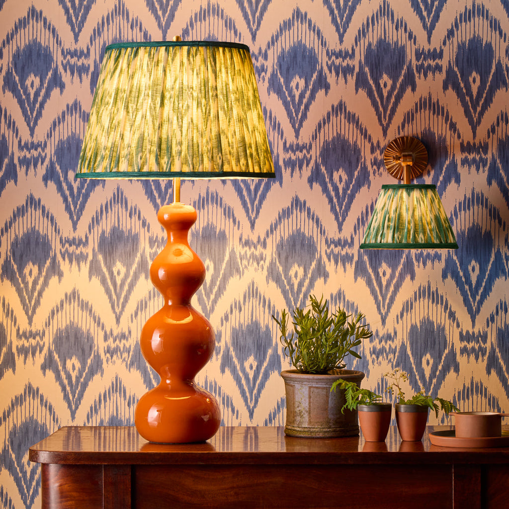 20 inch straight empire shade in teal Zaraband gathered linen by GP & J Baker