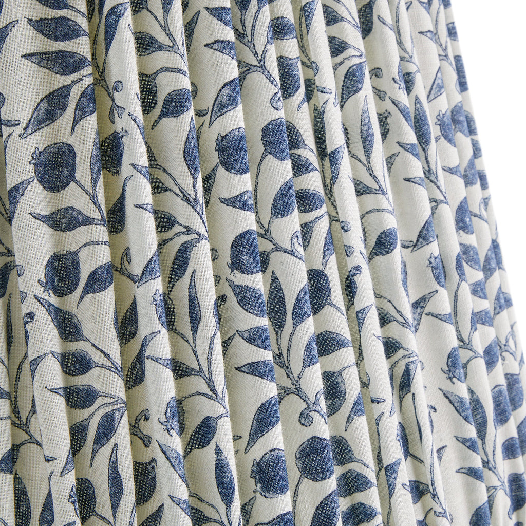 5.5 inch tall tapered clip on shade in indigo rosehip linen by morris & co