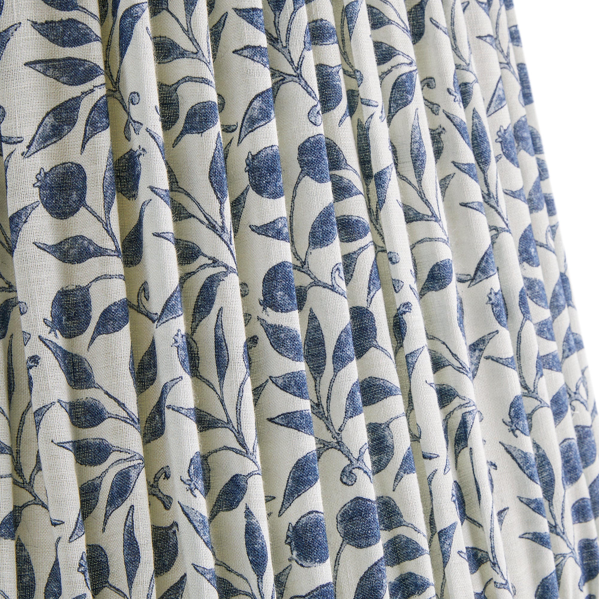 5.5 inch tall tapered clip on shade in indigo rosehip linen by morris & co