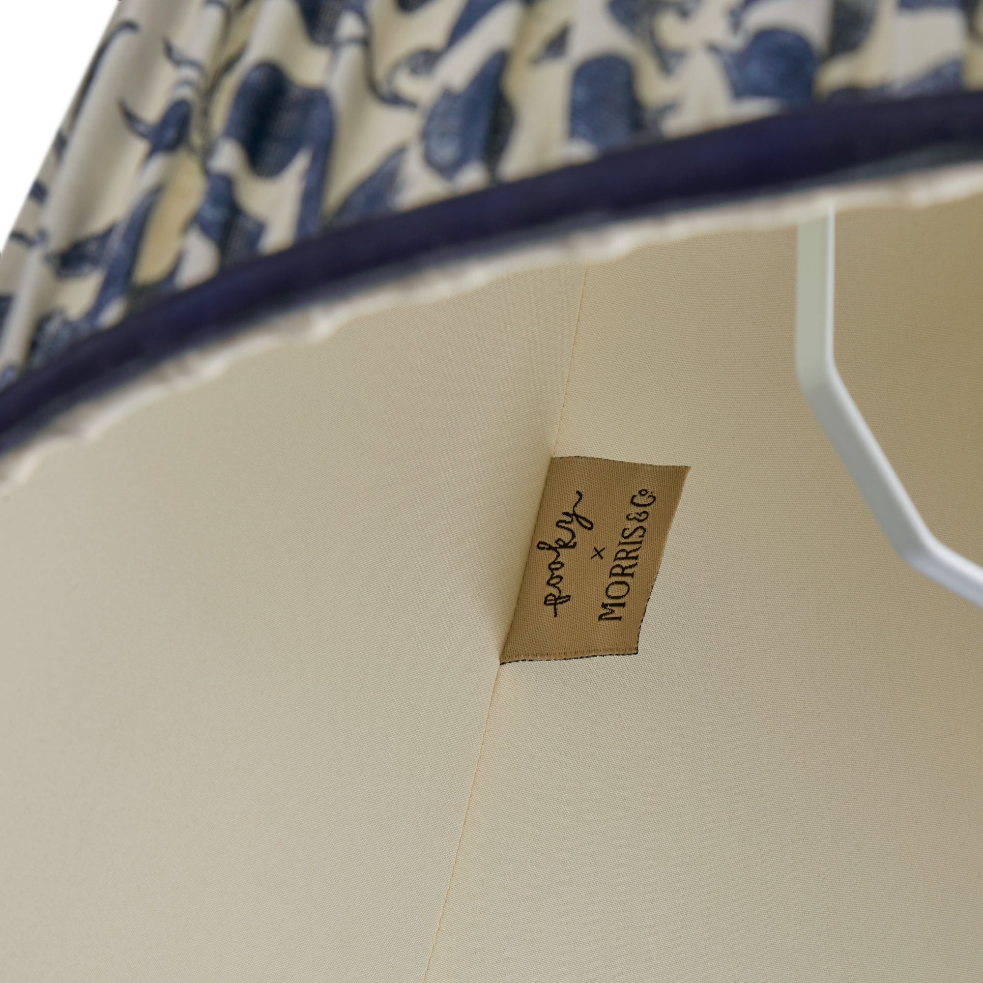 5.5 inch tall tapered clip on shade in indigo rosehip linen by morris & co