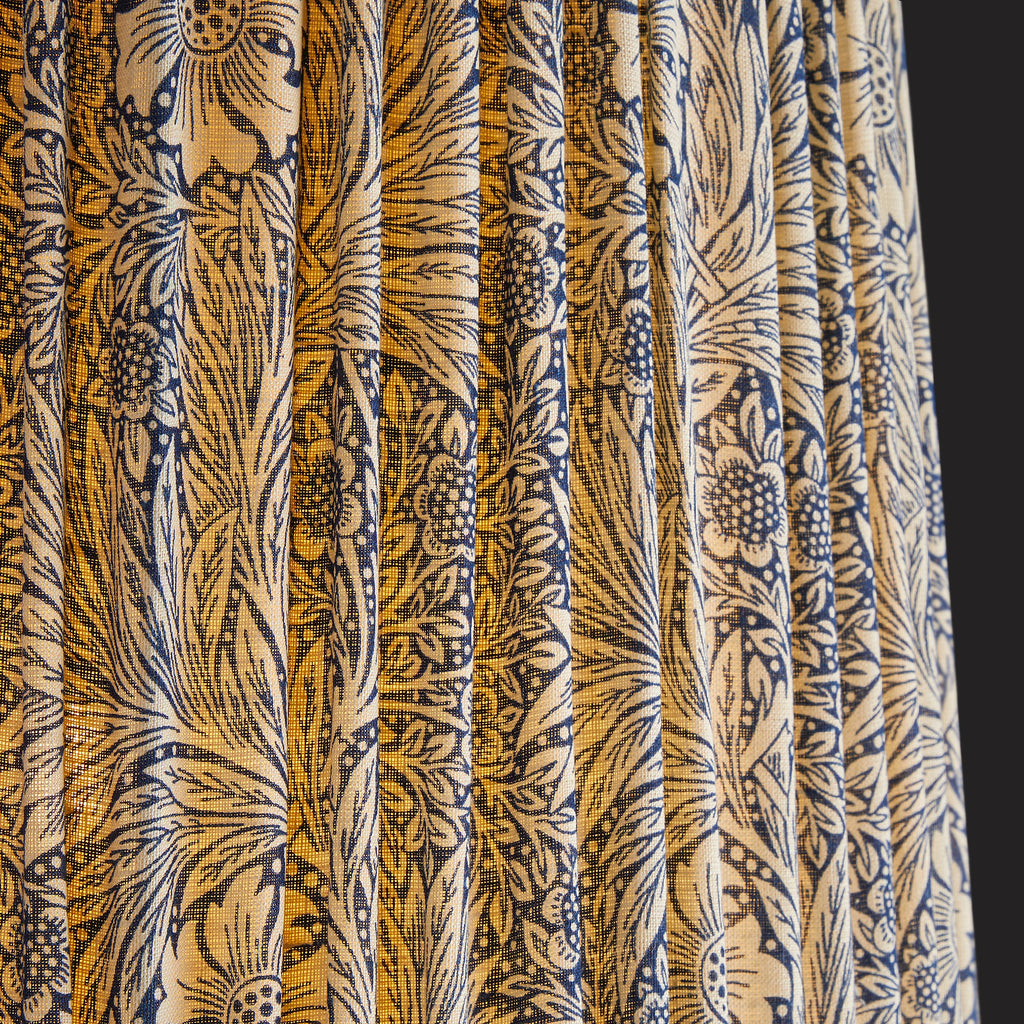 10 inch tall tapered shade in indigo marigold linen by morris & co