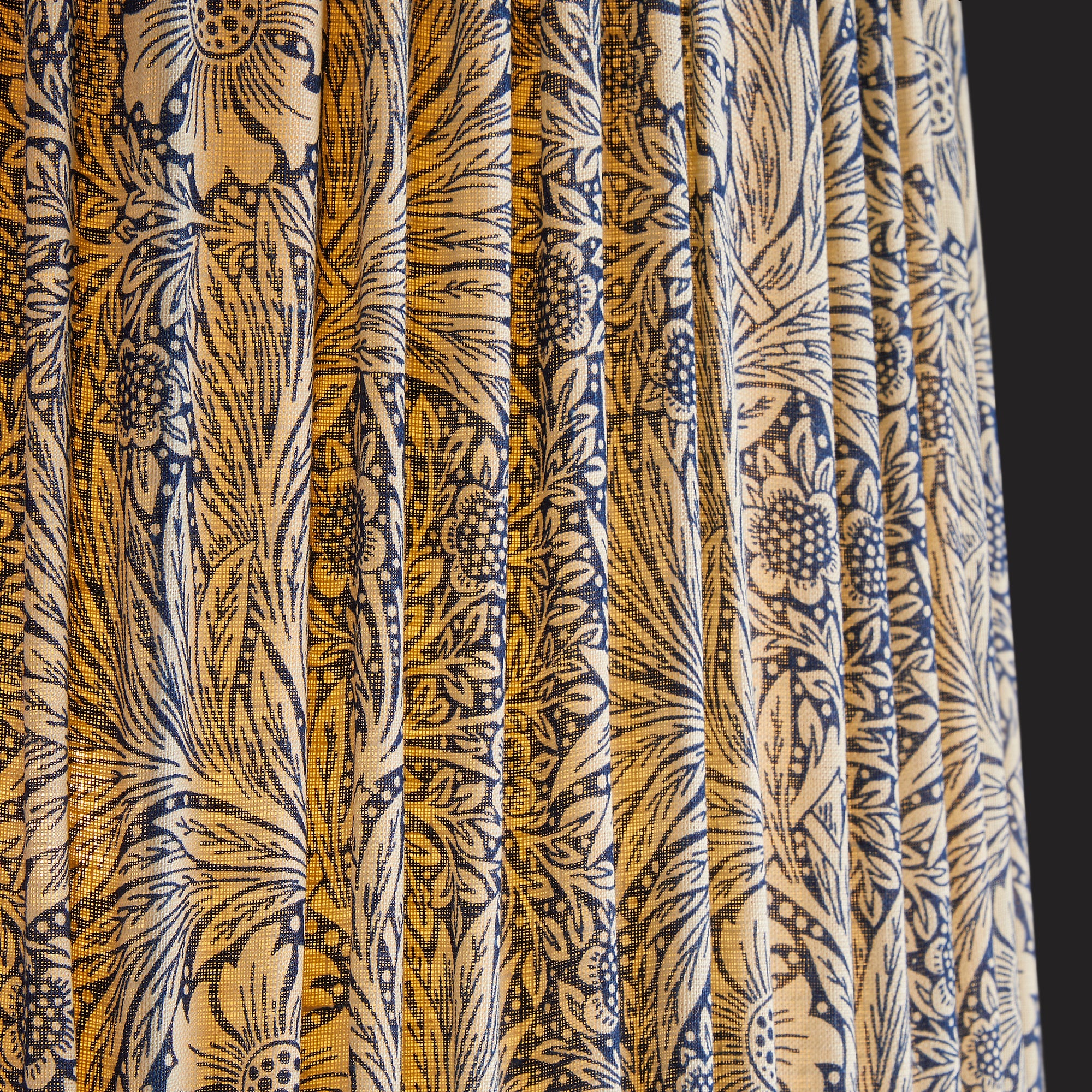 10 inch tall tapered shade in indigo marigold linen by morris & co