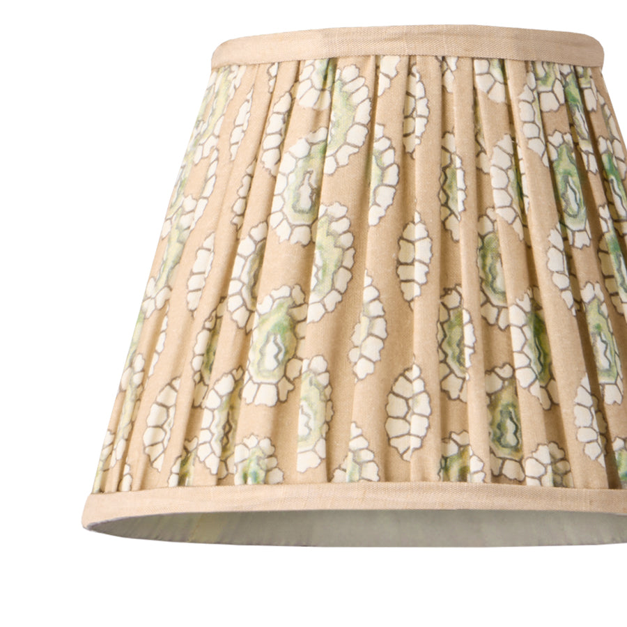 7 inch pendant shade in biscuit block printed Dotty gathered cotton by GP & J Baker