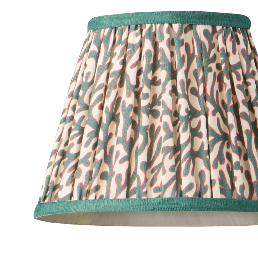 7 inch pendant shade in aqua red Tuffley gathered cotton by GP & J Baker