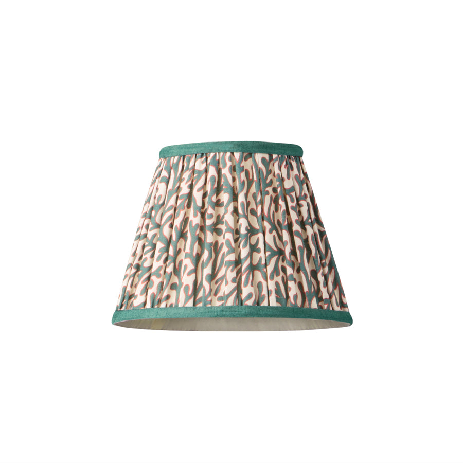7 inch pendant shade in aqua red Tuffley gathered cotton by GP & J Baker